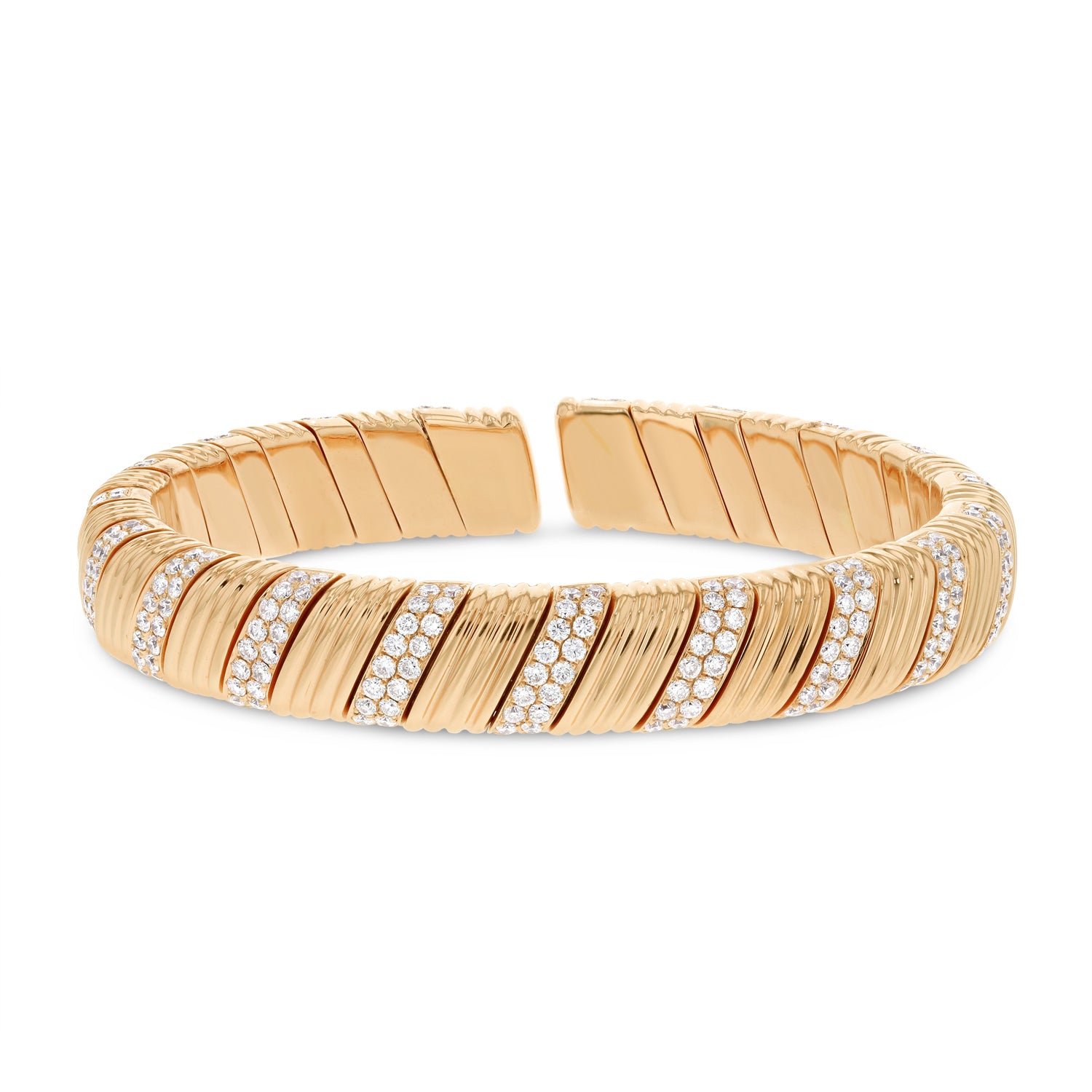 18k Yellow Gold Solid 1 Cttw Diamond Bangle Bracelet