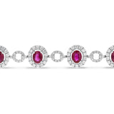 Diamond Halo and Oval Ruby Link Bracelet - R&R Jewelers 