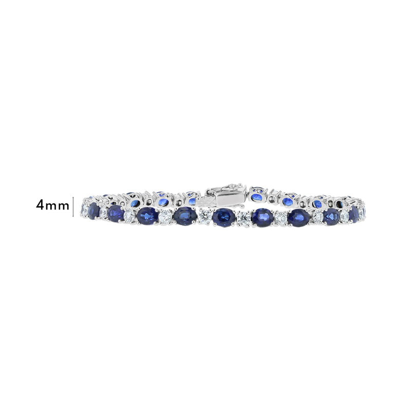 Alternating Diamond and Sapphire Tennis Bracelet