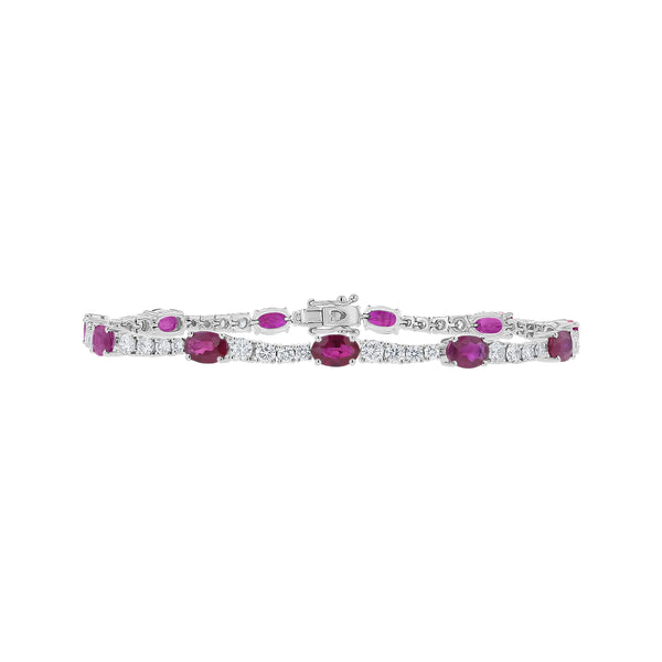 Graduating Diamond and Ruby Tennis Bracelet