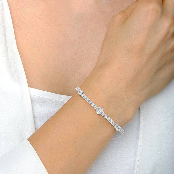 Diamond Cluster Station Cuff Bangle