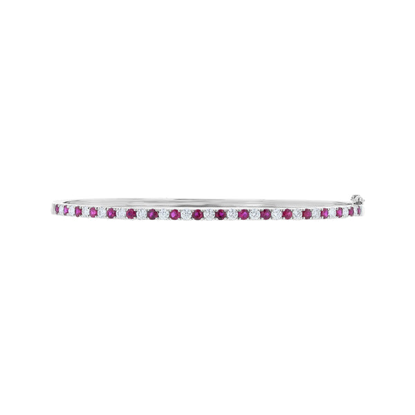 Alternating Ruby And Diamond Bangle