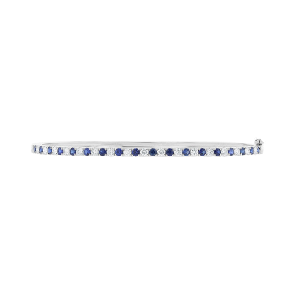 Alternating Diamond And Sapphire Bangle