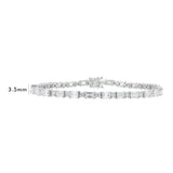 Alternating Round & Emerald Cut Diamond Tennis Bracelet