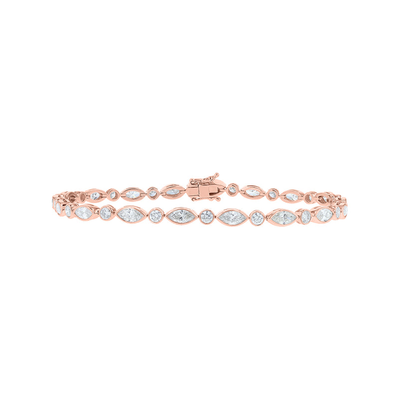 Alternating Round & Marquise Bezel Set Diamond Bracelet