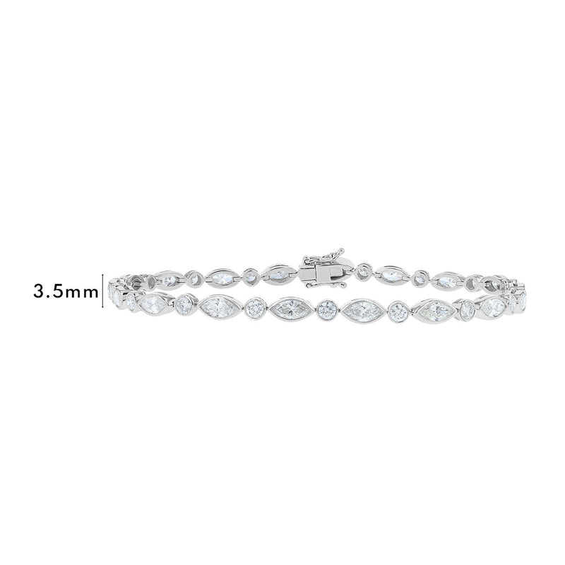 Alternating Round & Marquise Bezel Set Diamond Bracelet