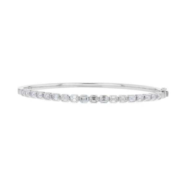 Bezel Set Emerald Cut Diamond Bangle