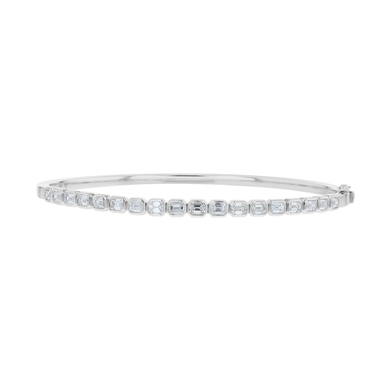 Bezel Set Emerald Cut Diamond Bangle