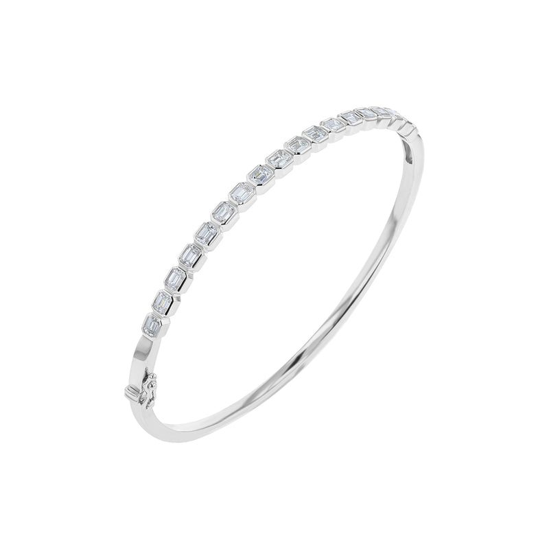 Bezel Emerald Cut Diamond Bangle