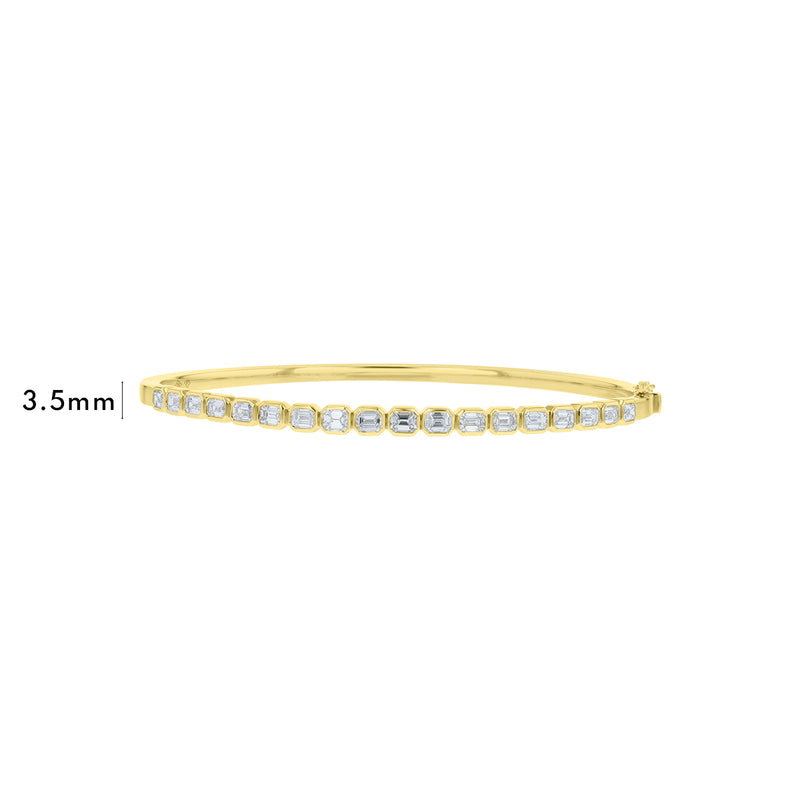 Bezel Emerald Cut Diamond Bangle