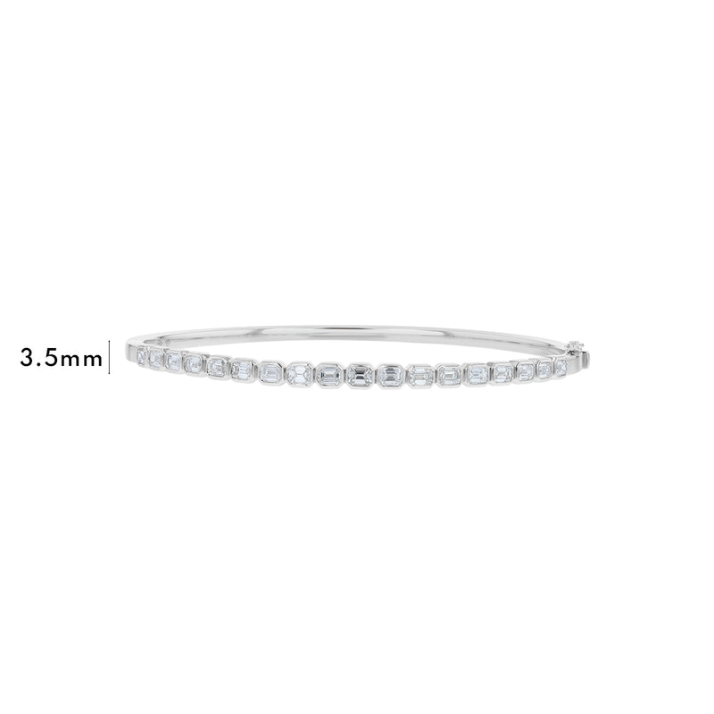 Bezel Emerald Cut Diamond Bangle