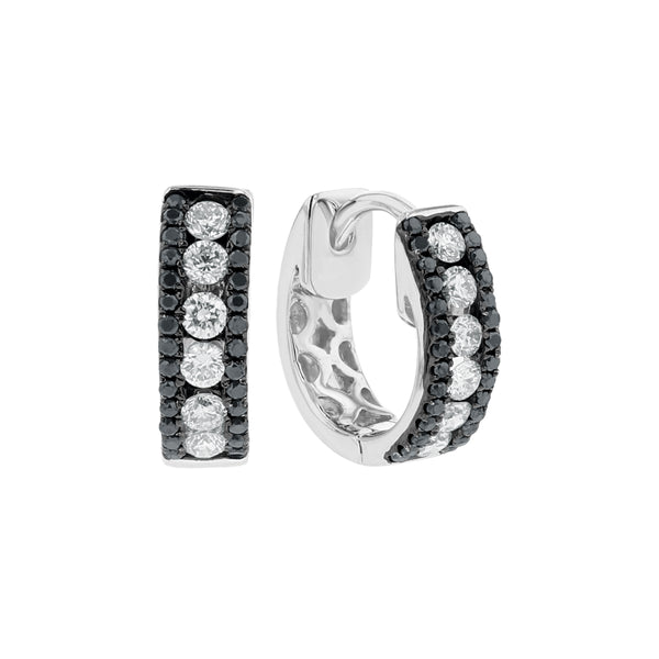 Black & White Diamond Hoop Earrings