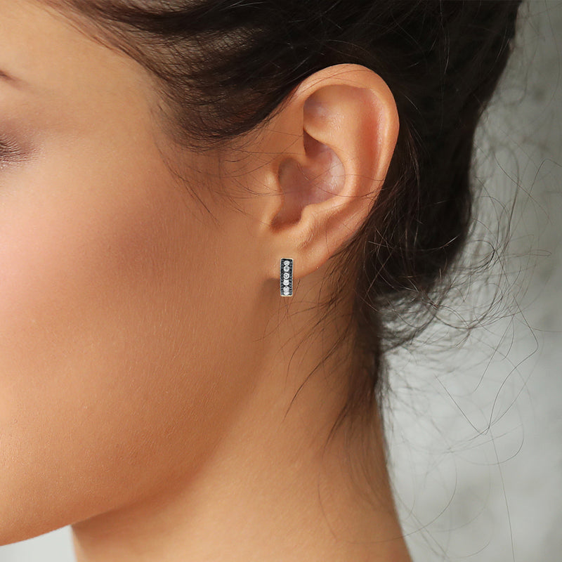 Black Diamond Hoop Earrings