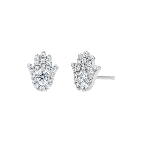 Diamond Hamsa Stud Earrings