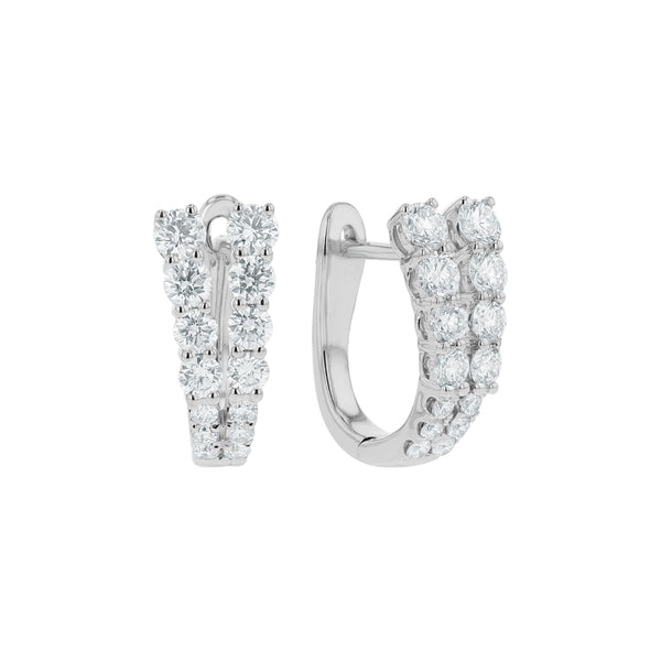 V-Shaped Graduating Diamond Huggie Hoop Earrings