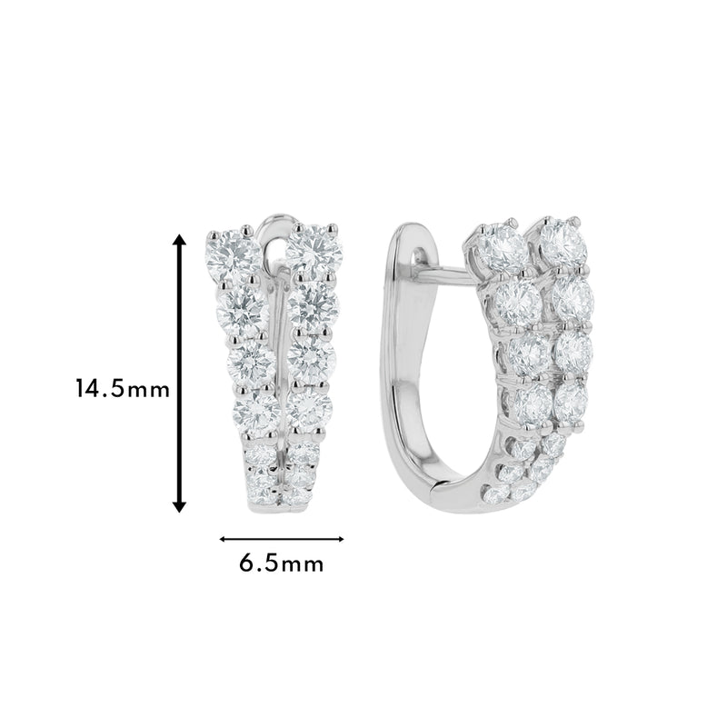 V-Shaped Graduating Diamond Huggie Hoop Earrings