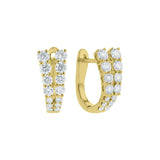 V-Shaped Graduating Diamond Huggie Hoop Earrings