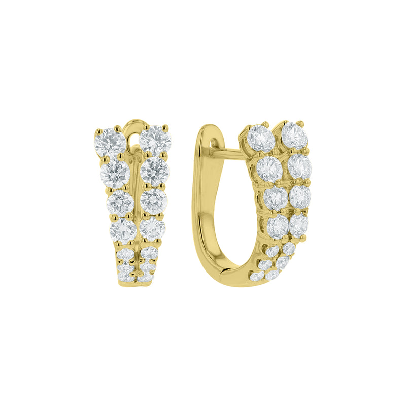 V-Shaped Graduating Diamond Huggie Hoop Earrings