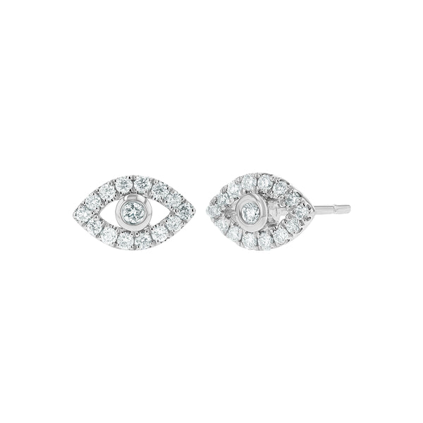 Evil Eye Diamond Stud Earrings