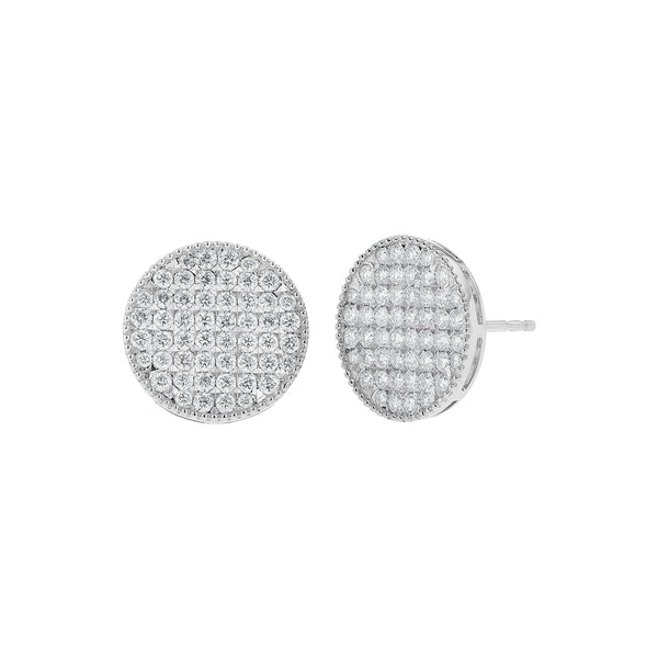 Round Shaped Disc Diamond Earrings