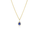 Diamond & Sapphire Oval Shaped Pendant - R&R Jewelers 