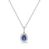 Diamond & Sapphire Oval Shaped Pendant