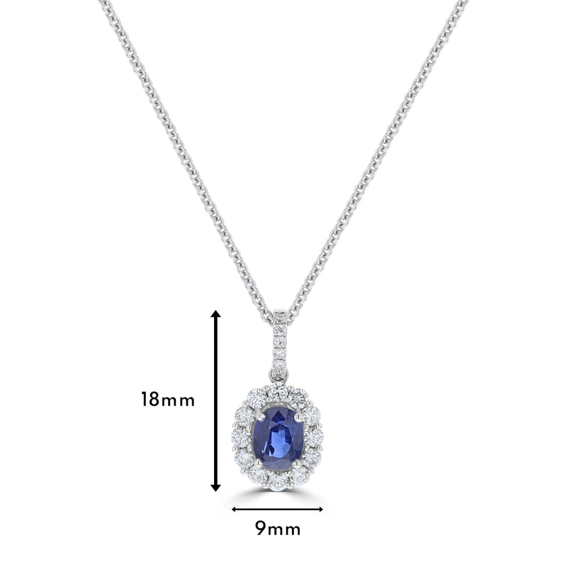 Diamond & Sapphire Oval Shaped Pendant