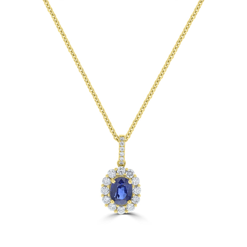 Diamond & Sapphire Oval Shaped Pendant