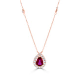 Diamond & Ruby Pear Shaped Pendant