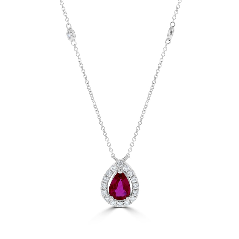 Diamond & Ruby Pear Shaped Pendant