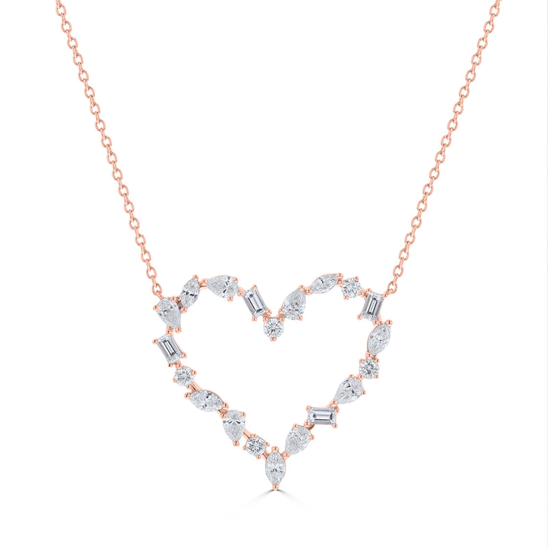 Multi-Shape Diamond Heart Pendant