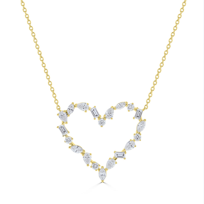 Multi-Shape Diamond Heart Pendant