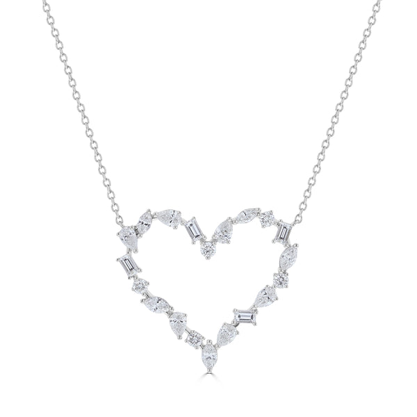 Multi-Shaped Diamond Heart Pendant