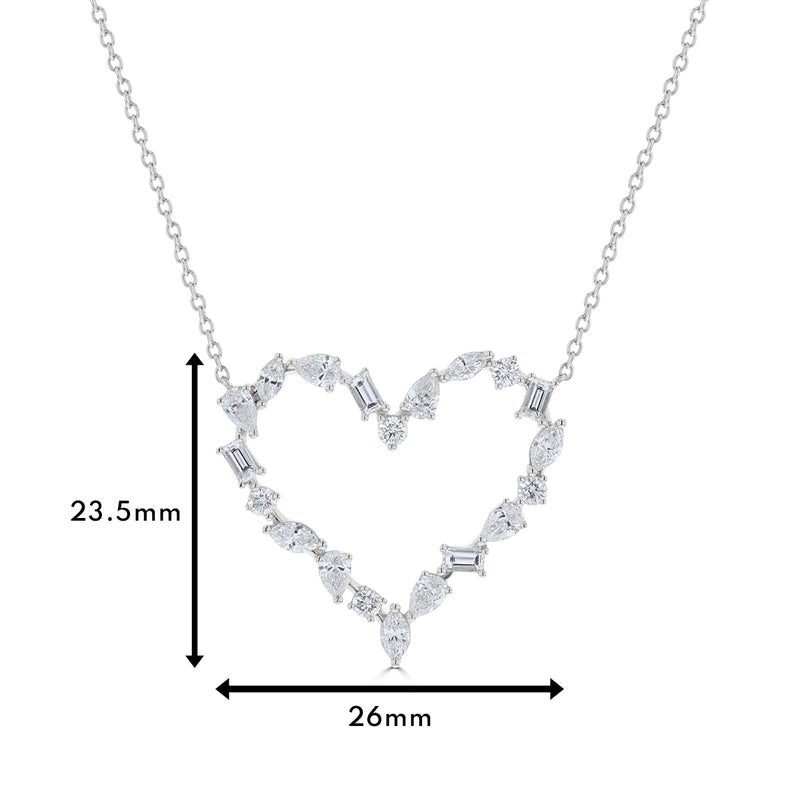 Multi-Shaped Diamond Heart Pendant