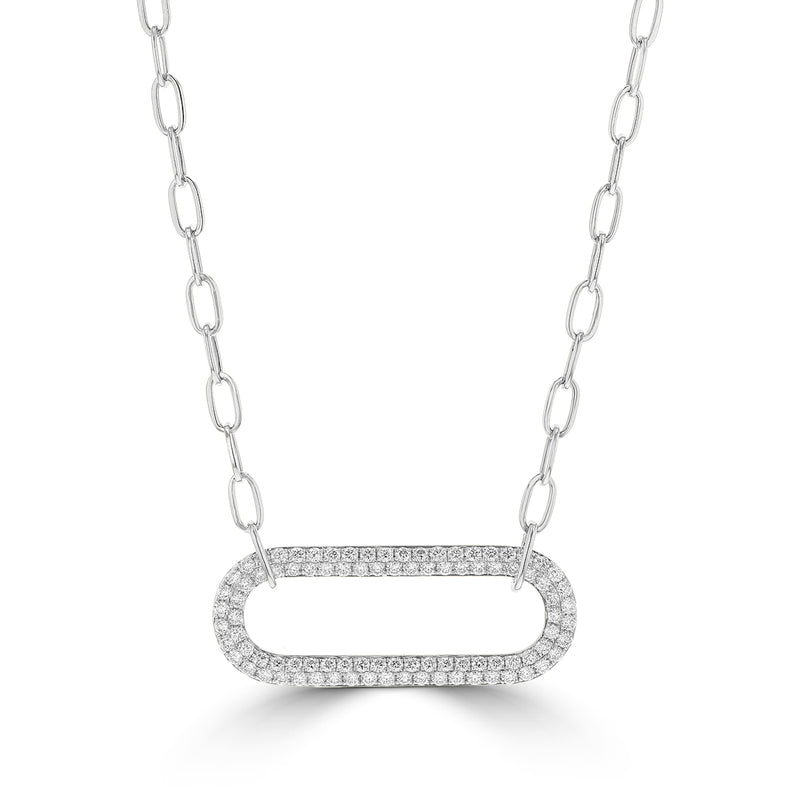 Diamond Encrusted Paperclip Pendant