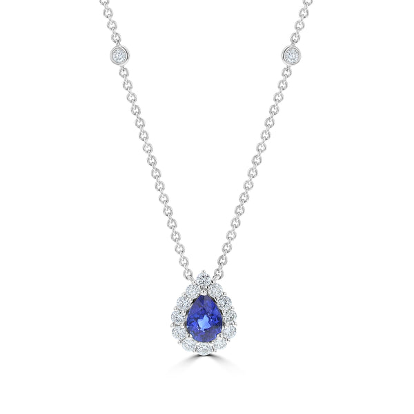 Diamond & Sapphire Pear Shaped Pendant