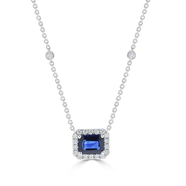 Diamond & Sapphire Emerald Cut Pendant