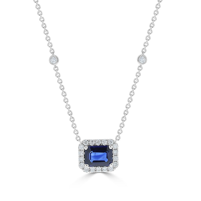 Diamond & Sapphire Emerald Cut Pendant