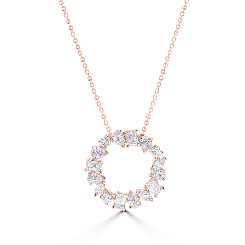 Multi-Shape Diamond Circle Pendant