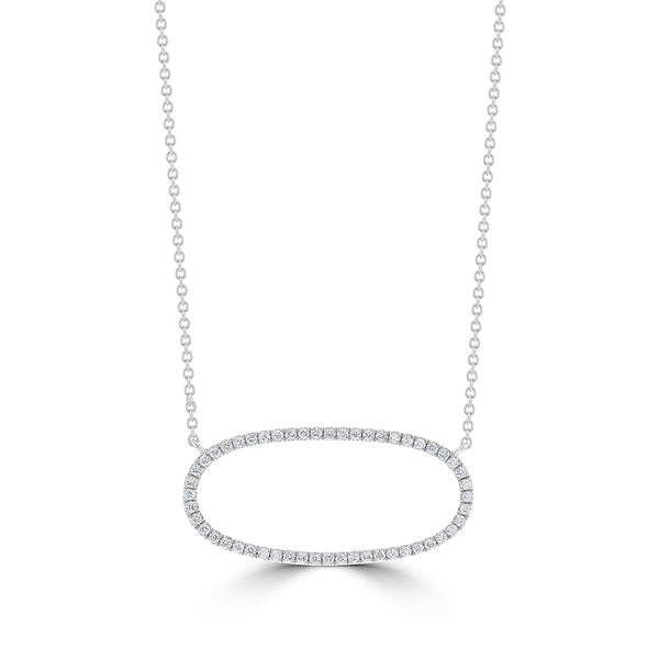 Dainty Sideways Oval Shaped Diamond Pendant