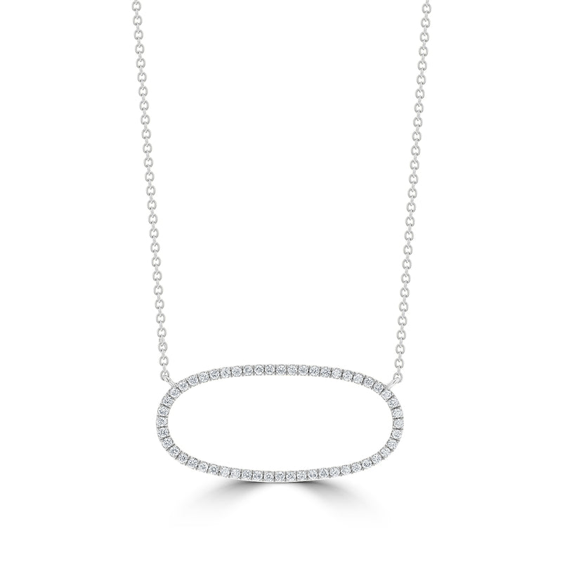 Dainty Sideways Oval Diamond Pendant