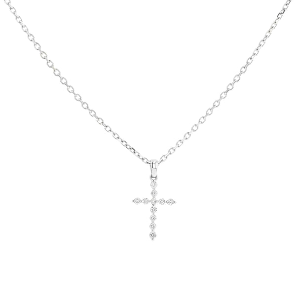 Petite Single Prong Diamond Cross Pendant