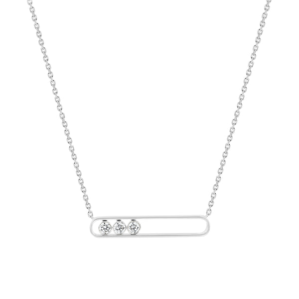 Modern Diamond Bar Necklace – Bezel-Set Trio in Open Frame