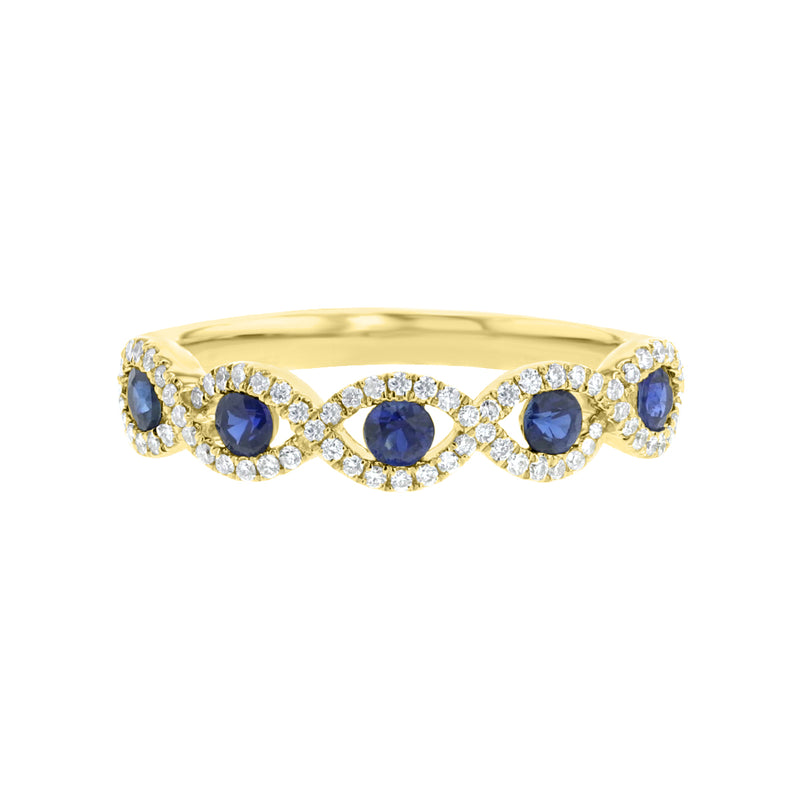 Diamond & Sapphire Intertwined Ring