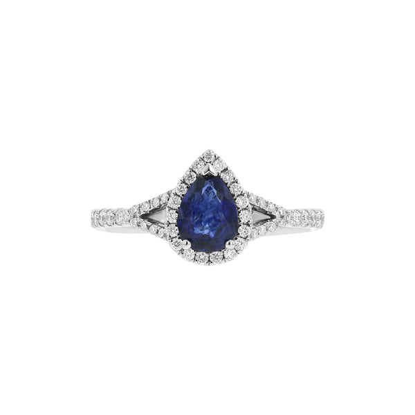 Sapphire & Diamond Pear Shaped Ring