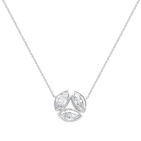 LAB GROWN Bezel Set Marquise Trio Diamond Pendant