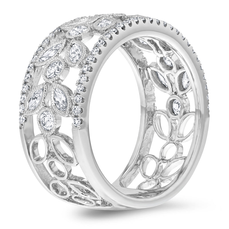 Floral Marquise and Round Diamond Ring - R&R Jewelers 