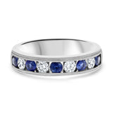Channel Set Alternating Diamond and Sapphire Band - R&R Jewelers 