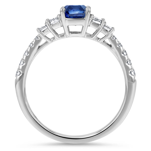 Sapphire and Diamond Tapered Engagement Ring - R&R Jewelers 