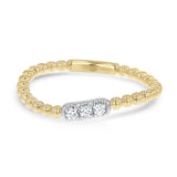 Curved Beaded Diamond Ring - R&R Jewelers 